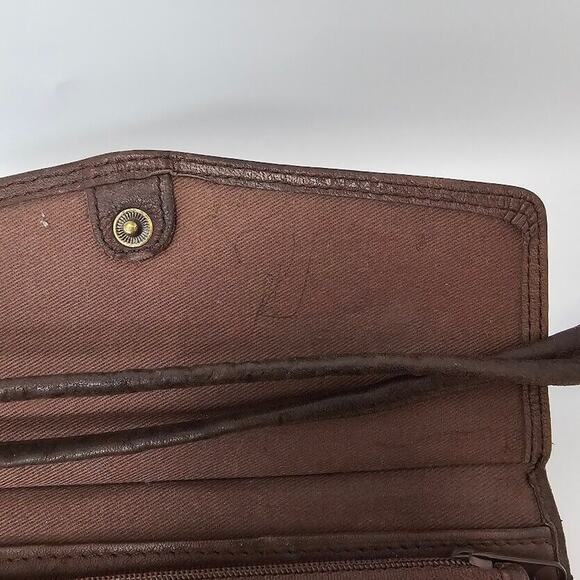 Fossil Crossbody Wallet Organizer Envelope Cell Phone Case Brown Leather - Picture 6 of 11